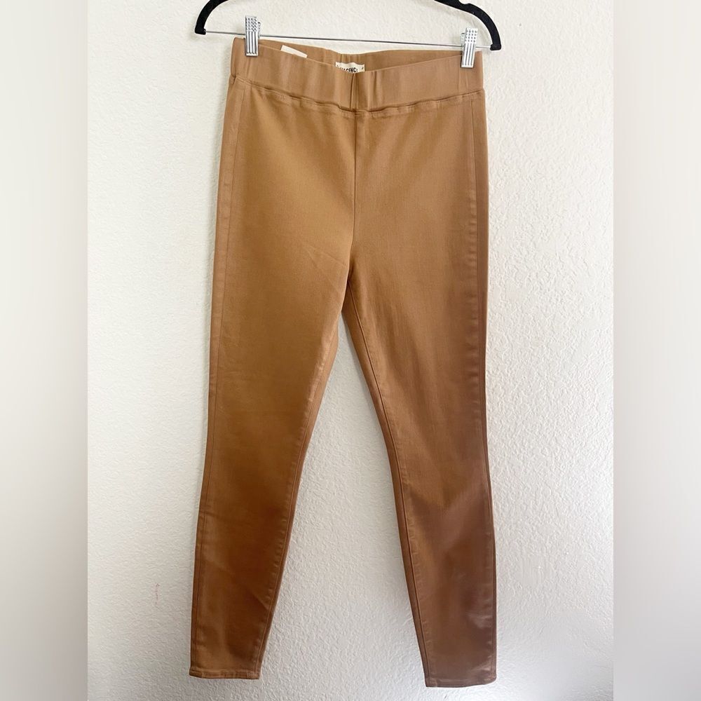 L’AGENCE coated skinny jeans in tan Rochelle high rise pull on legging. L/G - Picture 5 of 9